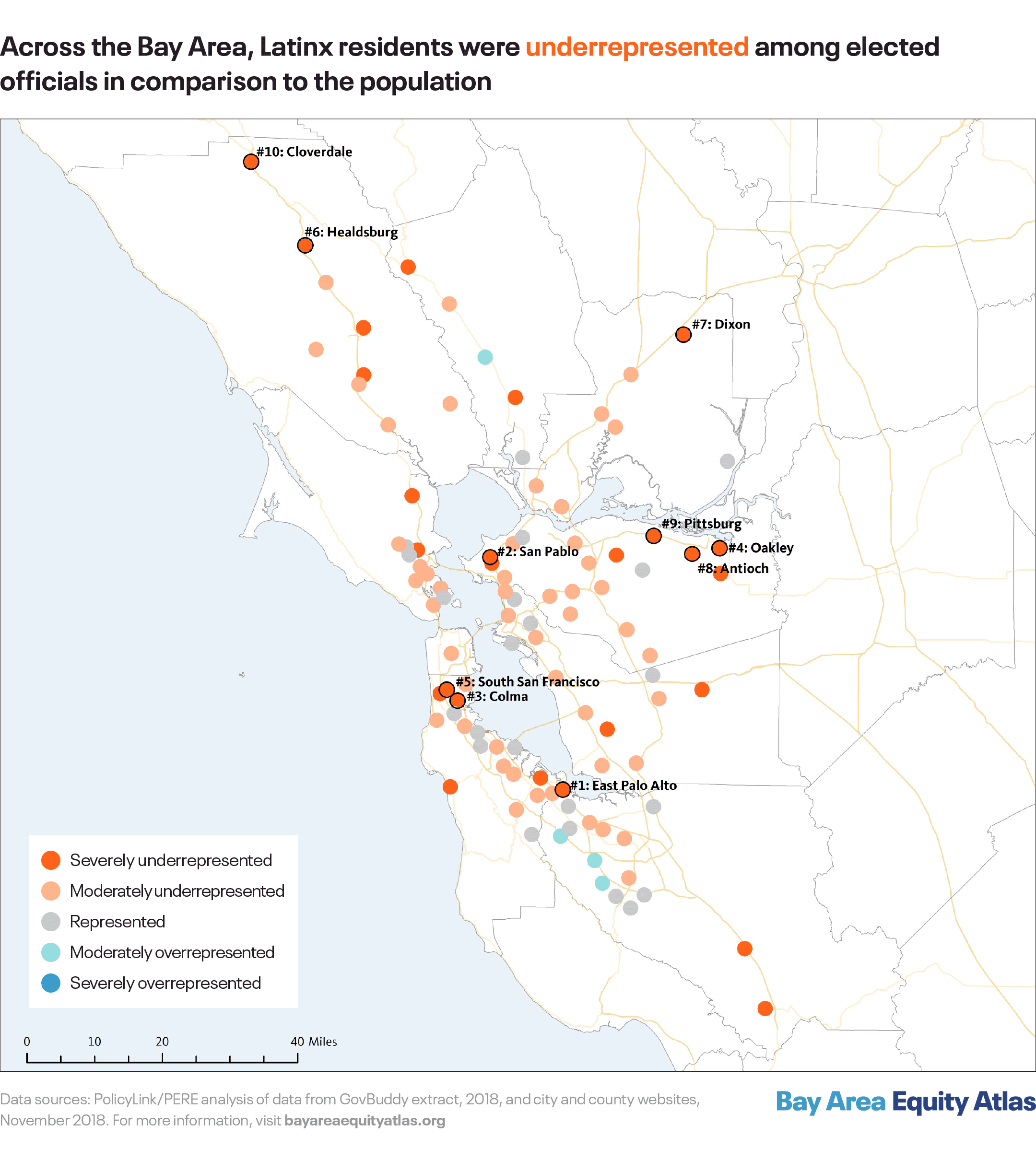 Diversity of electeds map Latinx